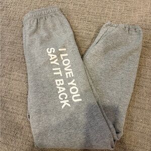 LONELY GHOST Grey Jogger Pants with White Side Slogan